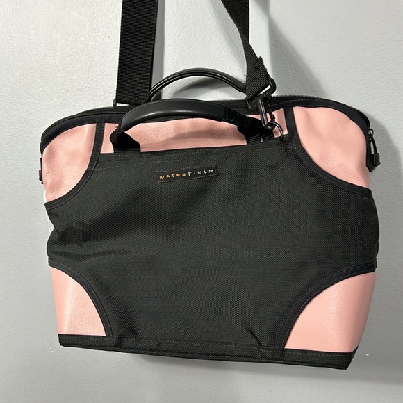 Waterfield by sfdesigns canvas & leather pink black laptop shoulder bag - Picture 5 of 17